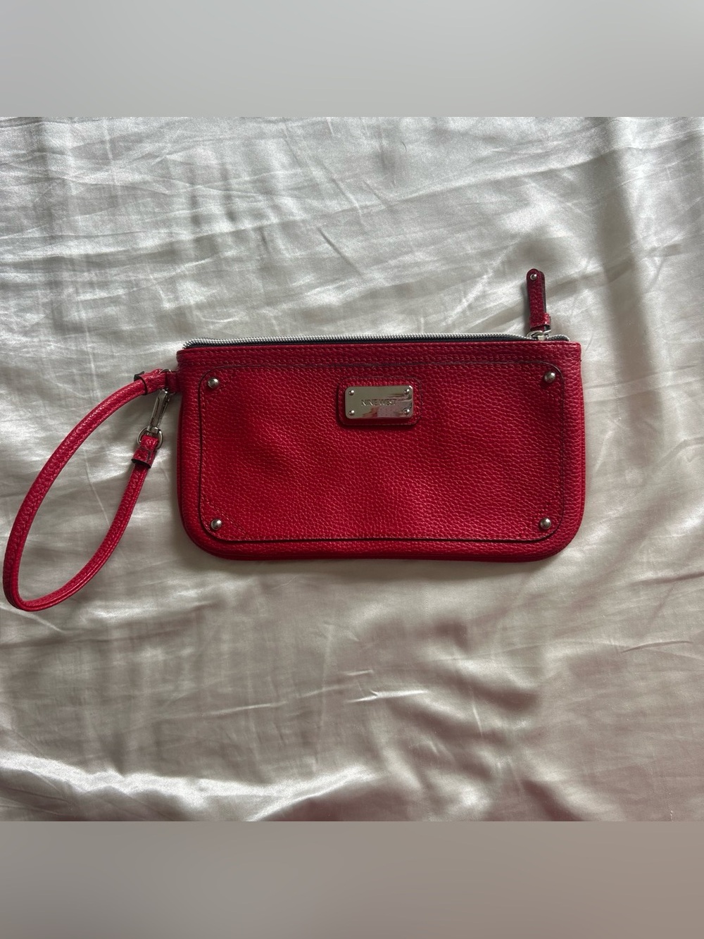 Nine West Red Pebbled Leather Wristlet